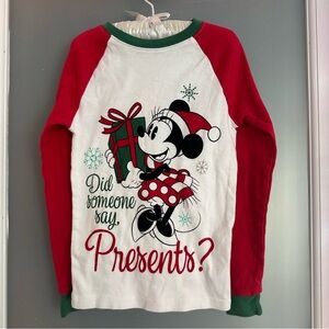 Disney Store Minnie Mouse “Did somebody say Presents?” pajama top
